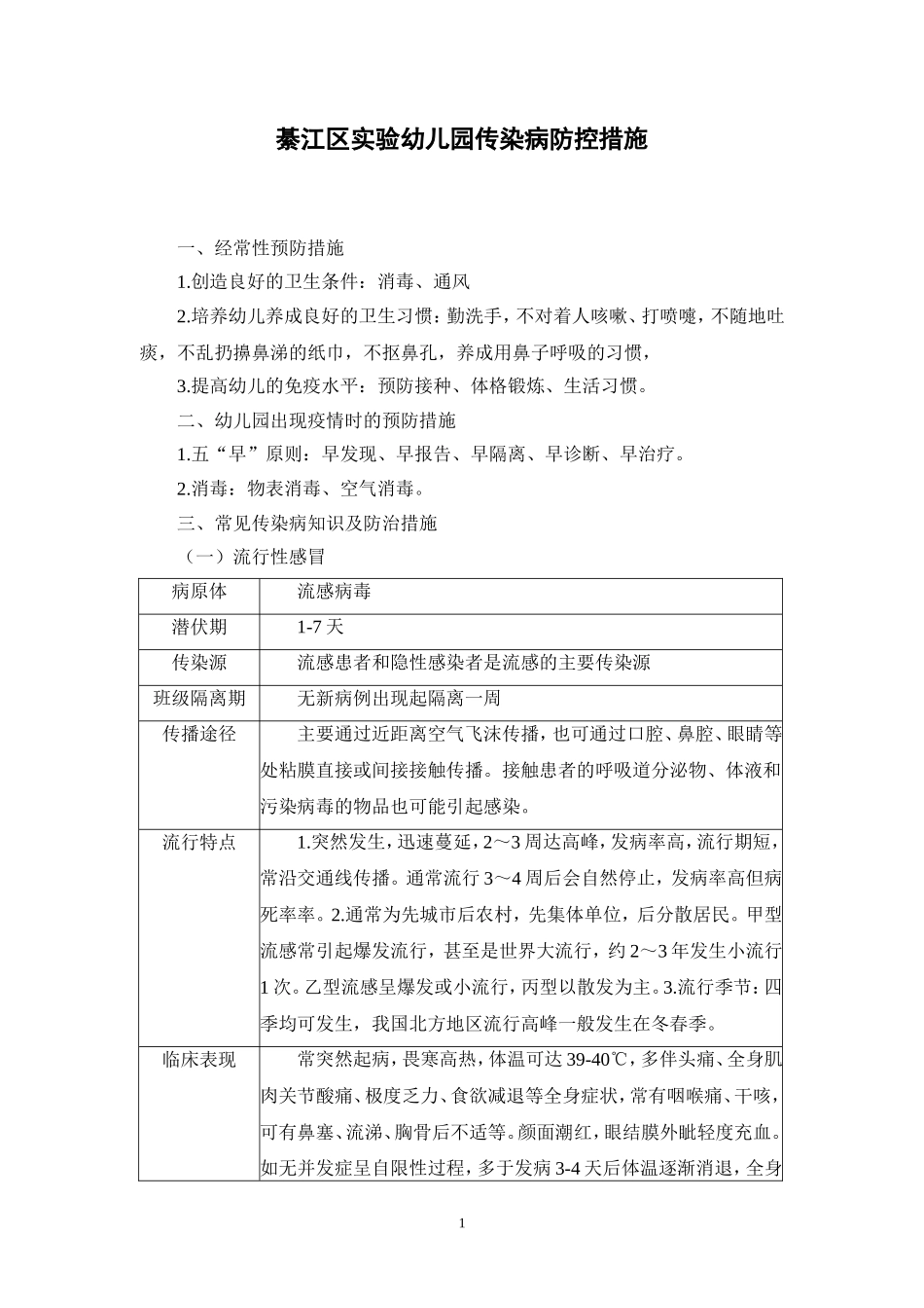 幼儿园传染病防控措施_第1页