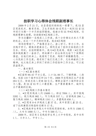 挂职学习心得体会残联副理事长