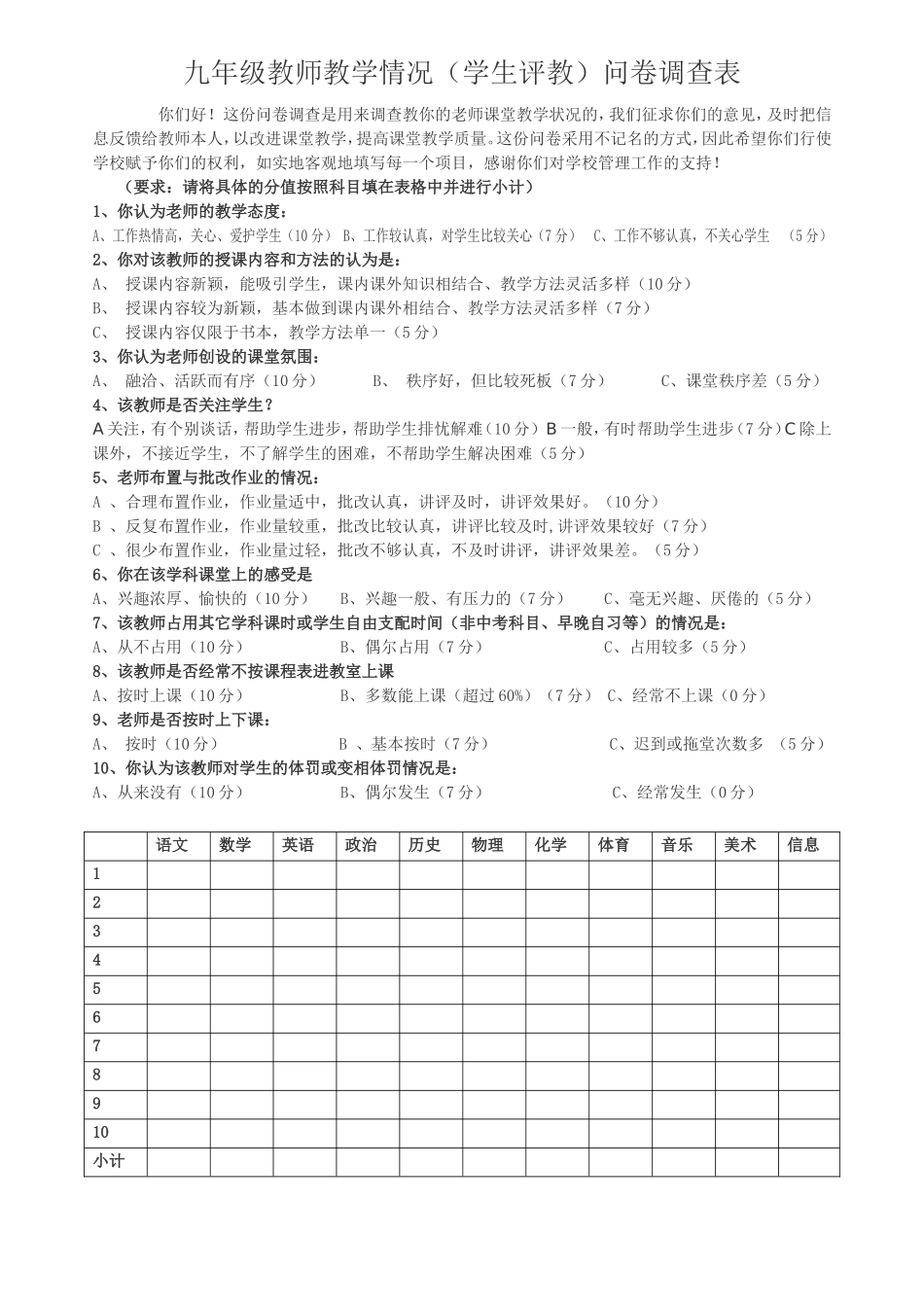 学生评教问卷调查_第3页