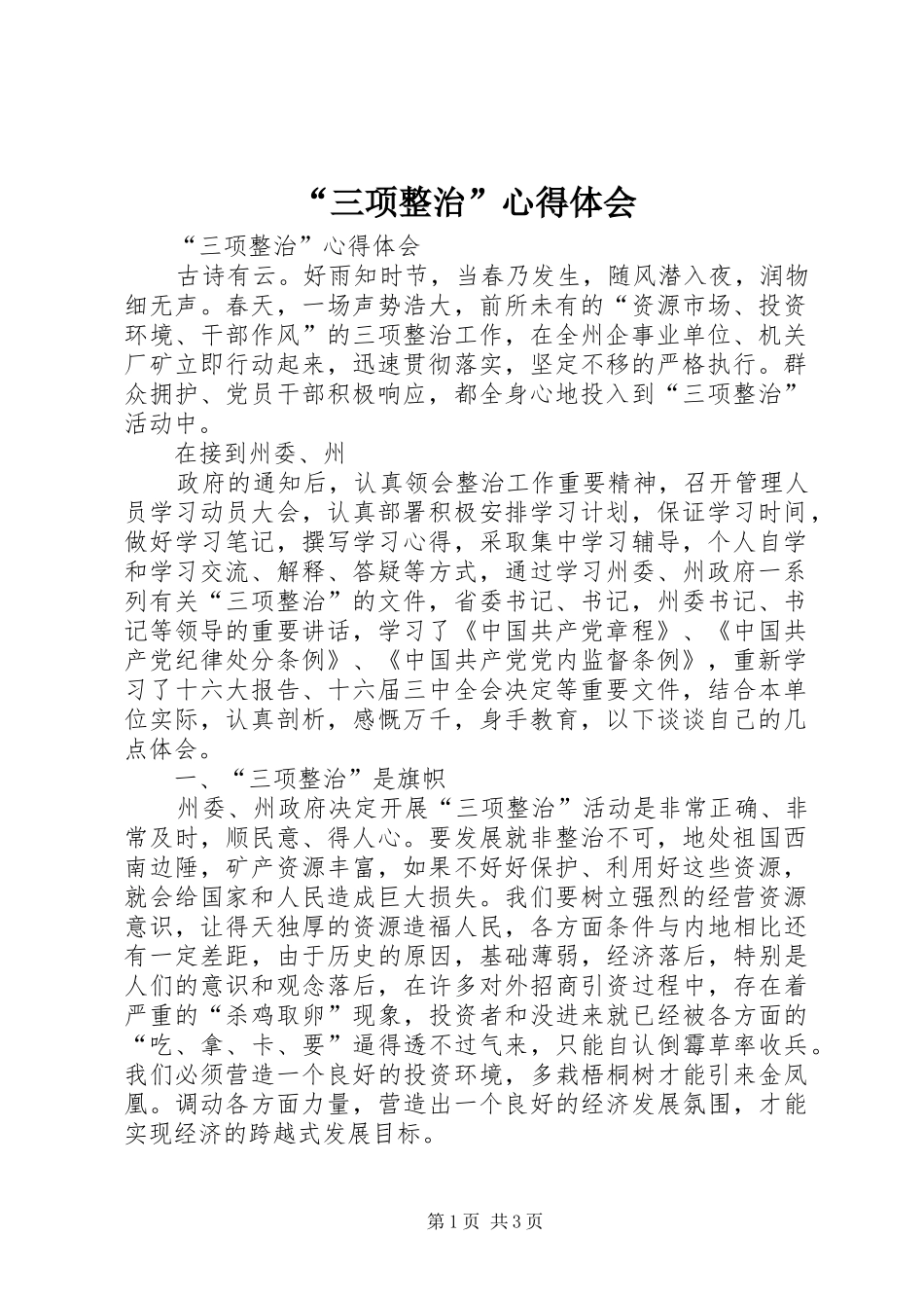 “三项整治”心得体会_第1页
