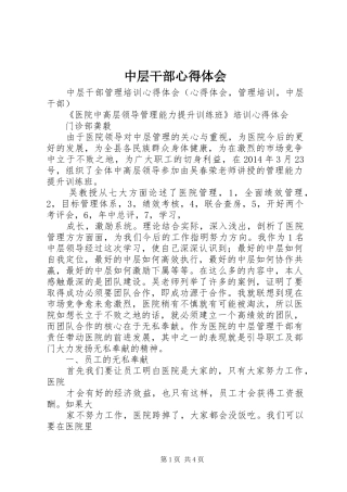 中层干部心得体会