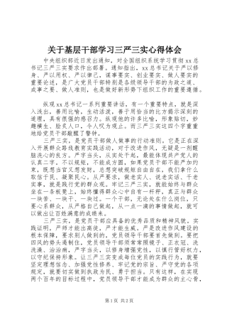 关于基层干部学习三严三实心得体会