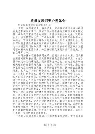 质量发展纲要心得体会