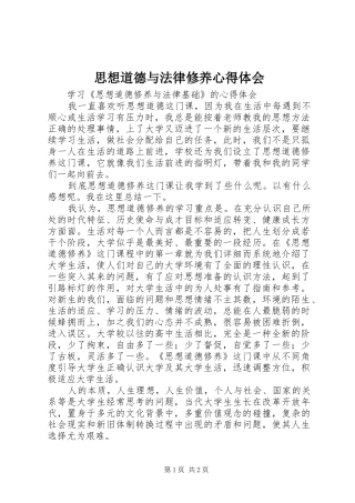 思想道德与法律修养心得体会