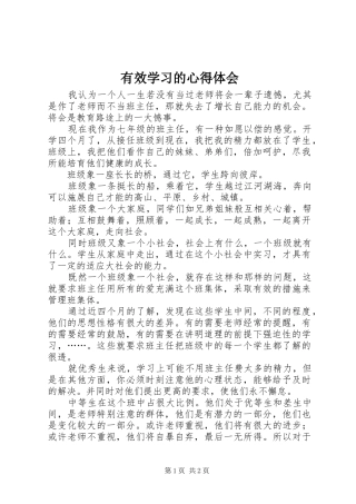 有效学习的心得体会