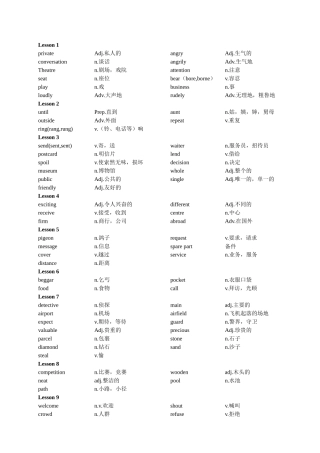 新概念2词汇表