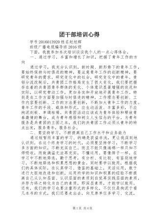 团干部培训心得