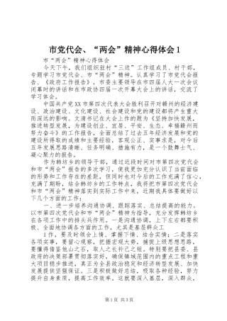 市党代会、“两会”精神心得体会1