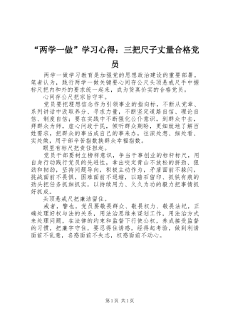 “两学一做”学习心得：三把尺子丈量合格党员