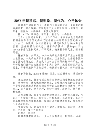 20XX年新常态、新形象、新作为、心得体会 (2)
