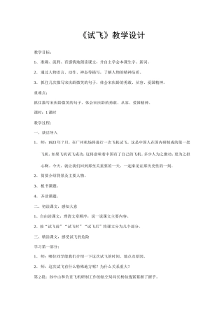 《试飞》教学设计