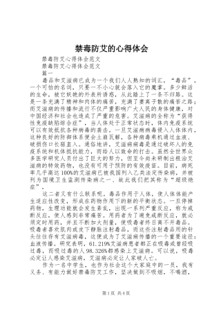 禁毒防艾的心得体会