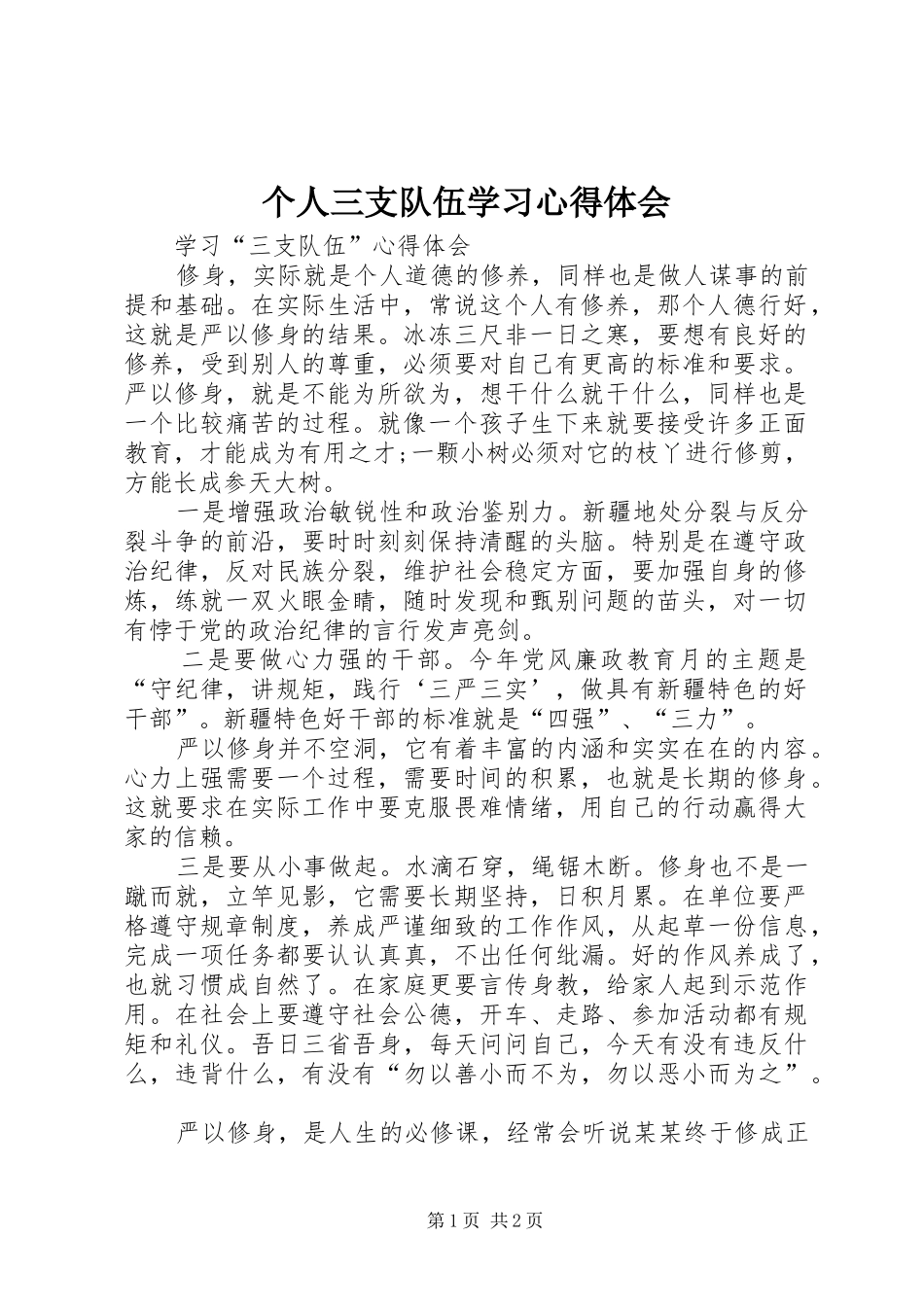 个人三支队伍学习心得体会_第1页