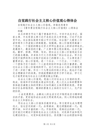 自觉践行社会主义核心价值观心得体会