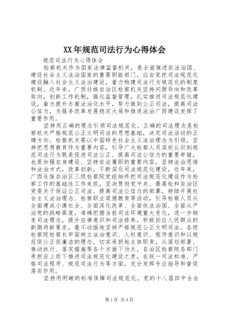 XX年规范司法行为心得体会