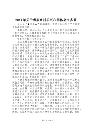 20XX年关于考察乡村振兴心得体会文多篇