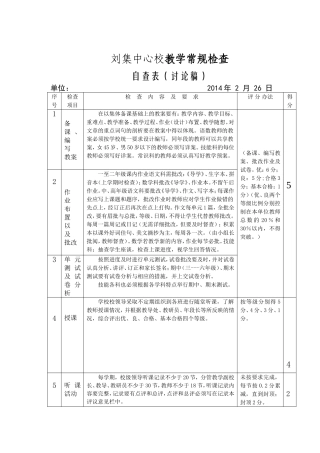 小学教学常规检查自查表