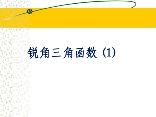 锐角三角函数第一课时