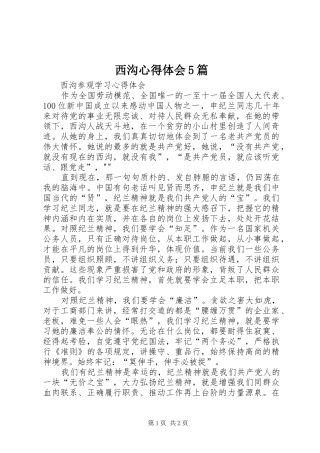 西沟心得体会5篇