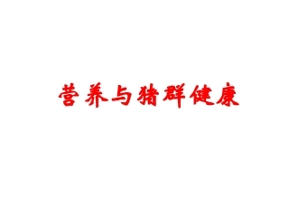 猪群健康与营养