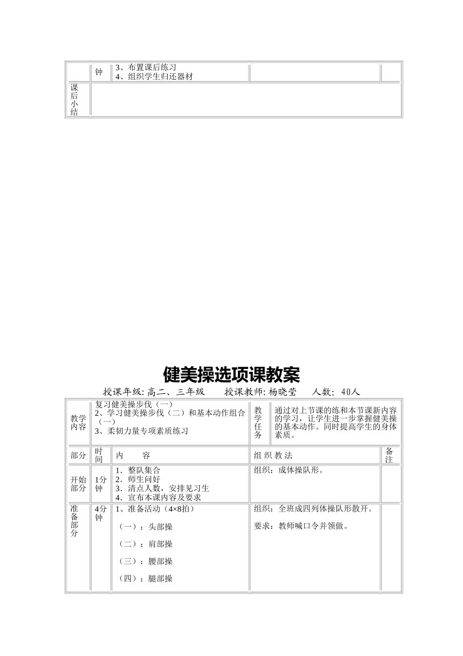 健美操选项课教案_第2页