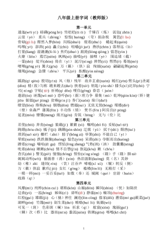 苏教版八年级上册生字词（教师版）