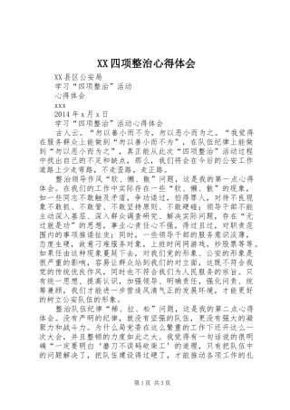 XX四项整治心得体会