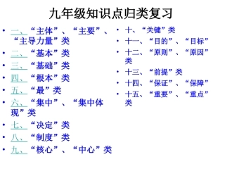 人教版九年级《思想品德》分类知识点