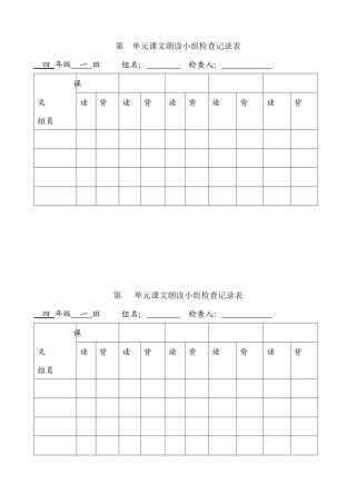 课文朗读小组检查记录表（高年级）