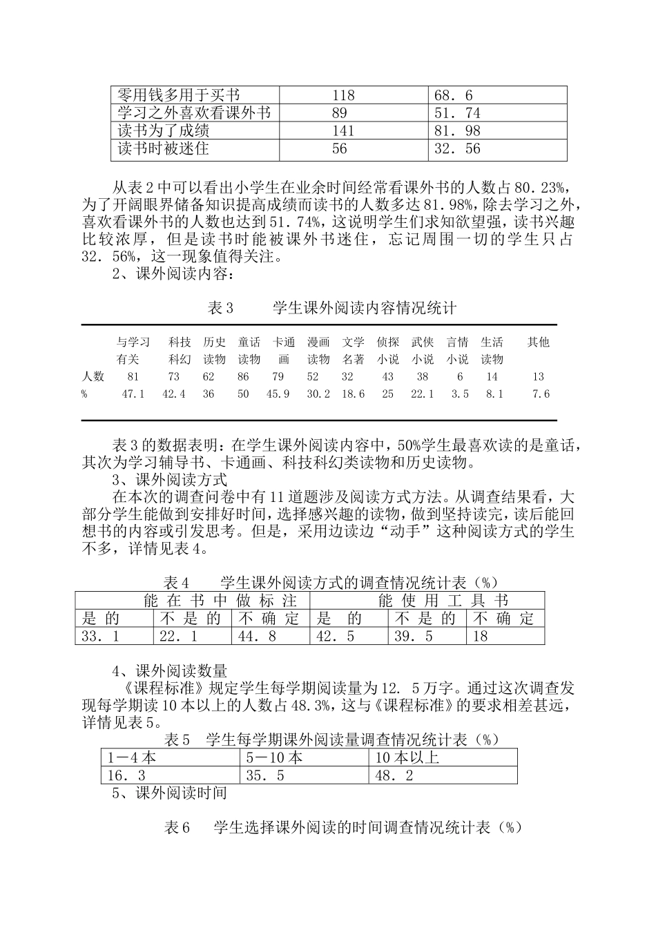 小学三年级学生课外阅读现状的调查报告_第3页