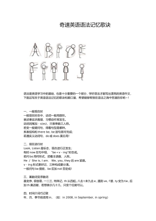 奇速英语语法记忆歌诀