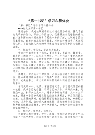 “第一书记”学习心得体会