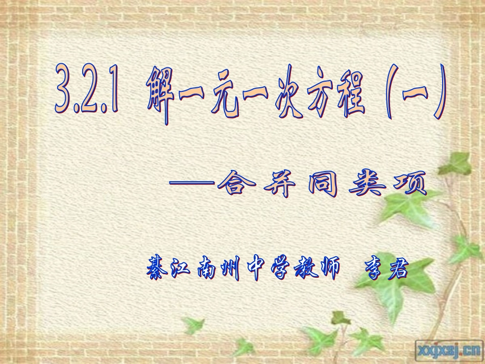 李君解一元一次方程（一）-合并同类项_第1页