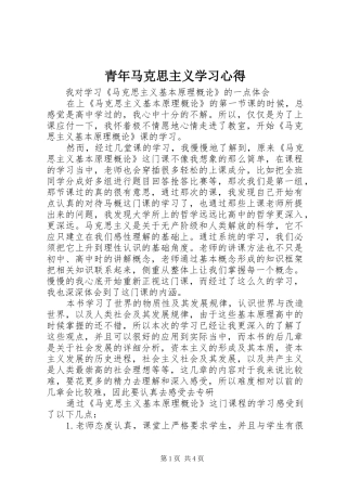青年马克思主义学习心得