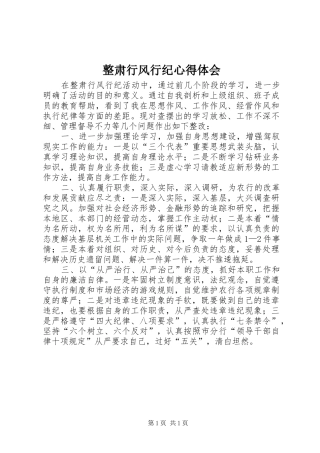 整肃行风行纪心得体会