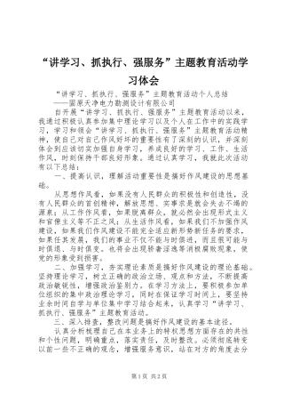 “讲学习、抓执行、强服务”主题教育活动学习体会