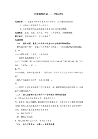 中班科学活动《沉与浮》