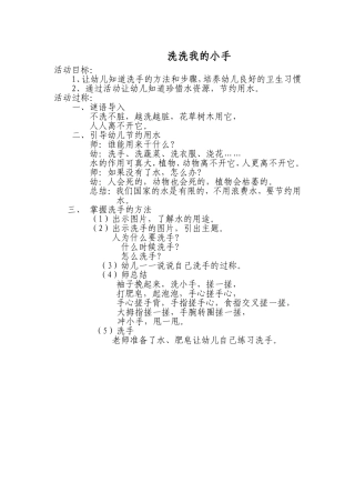 洗洗我的小手教案