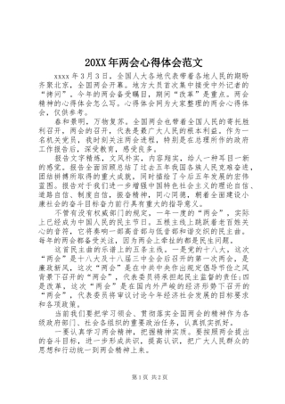 20XX年两会心得体会范文 (4)
