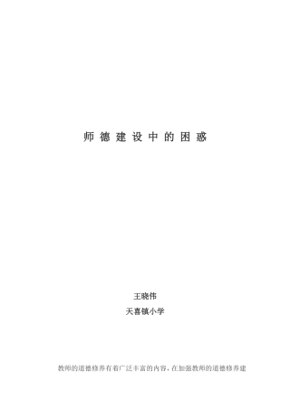 师德建设中的困惑