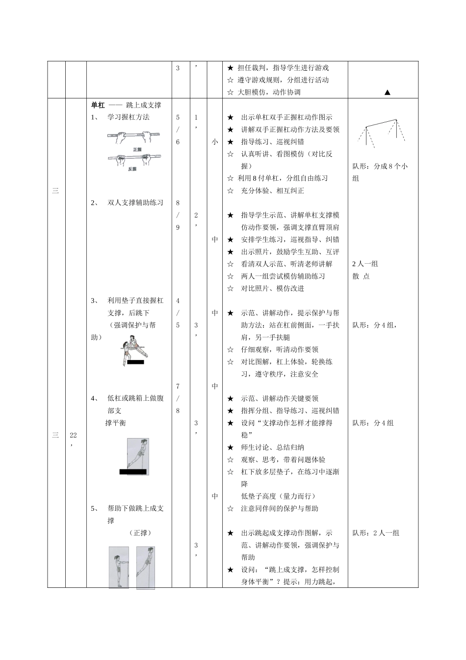六年级单杠跳上成支撑前翻下课时计划---1_第3页