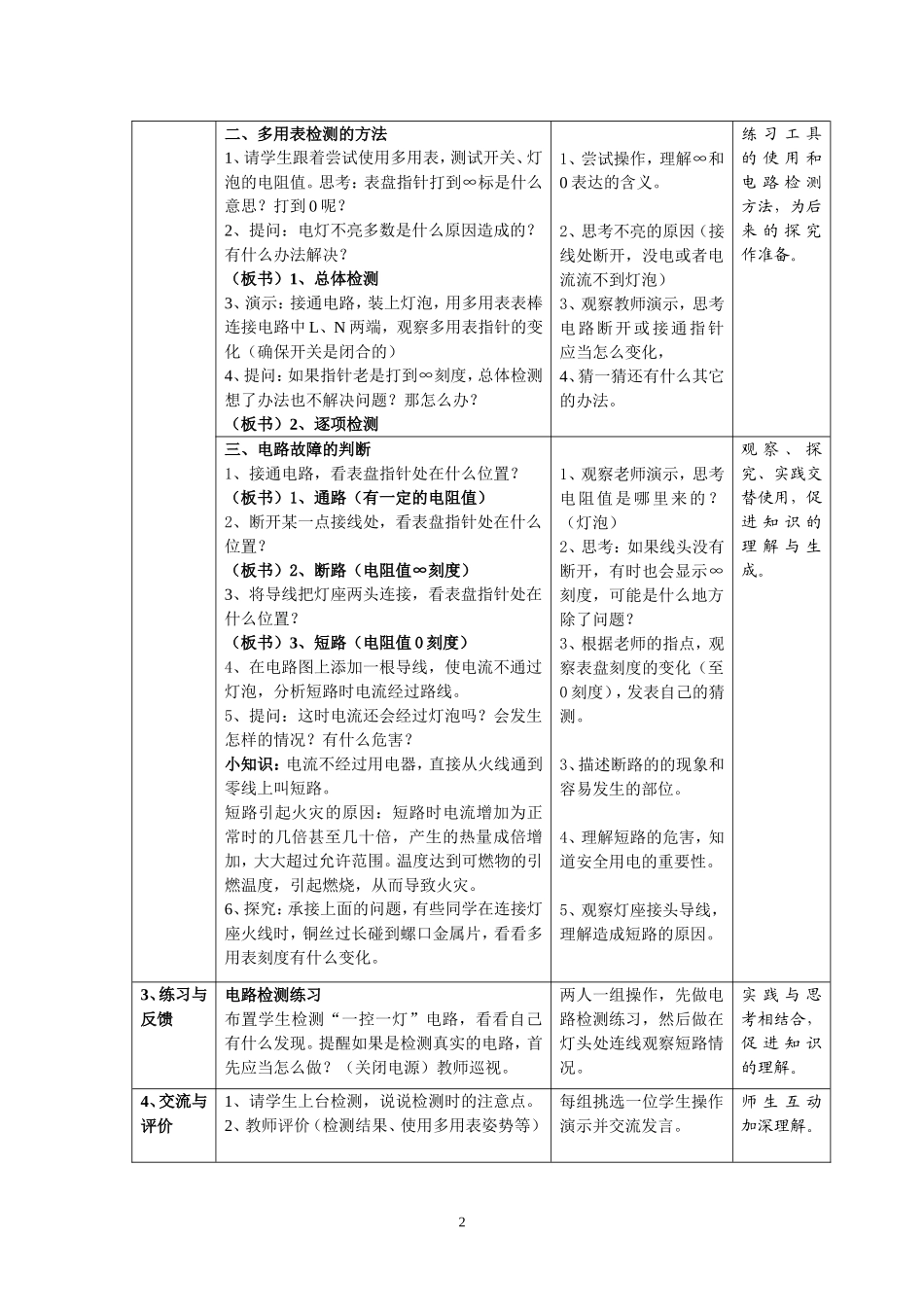 《一控一灯照明电路的检测》教案_第2页