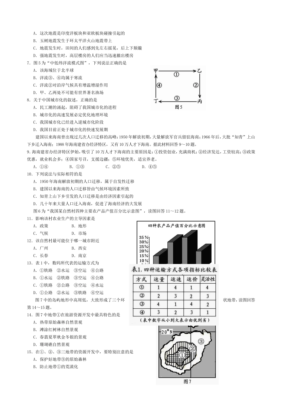 海南省2010年普通高中基础会考试卷(真题)_第2页