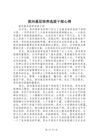 面向基层培养选拔干部心得