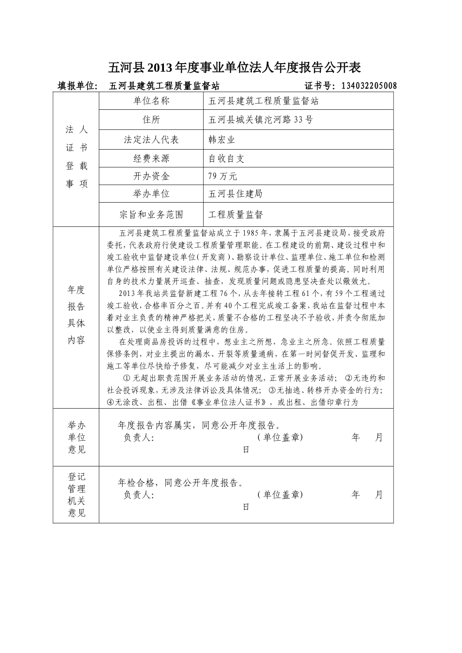 五河县2013年度事业单位法人年度报告公开表_第1页