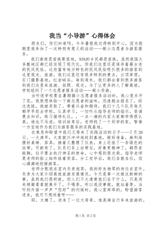 我当“小导游”心得体会