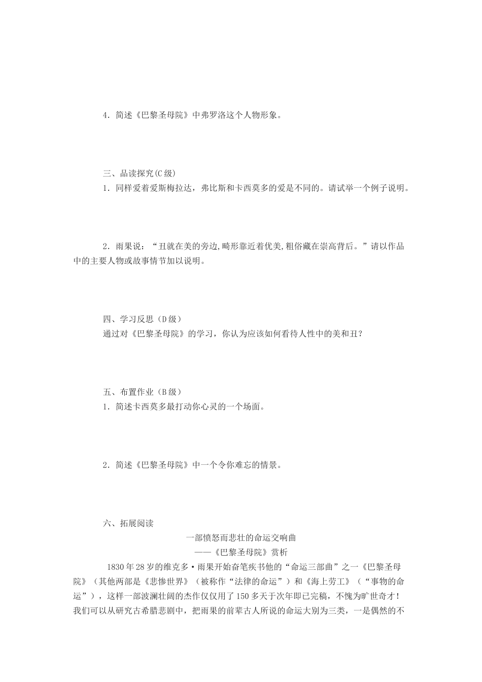 《巴黎圣母院》导学案_第3页