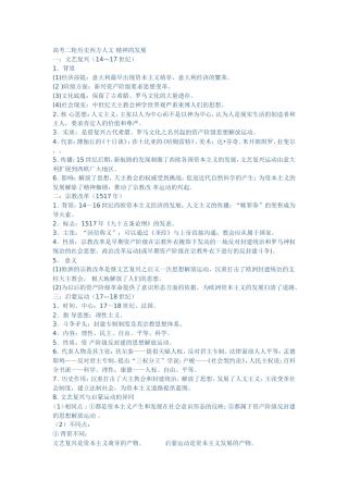 高考二轮历史西方人文精神的发展