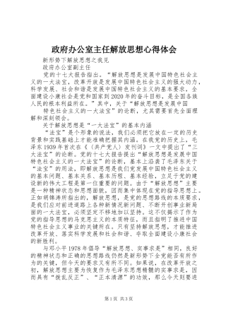 政府办公室主任解放思想心得体会