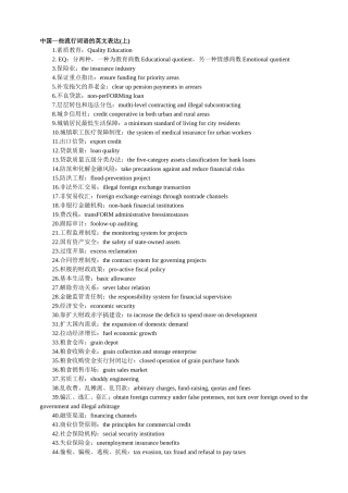 中国一些流行词语的英文表达